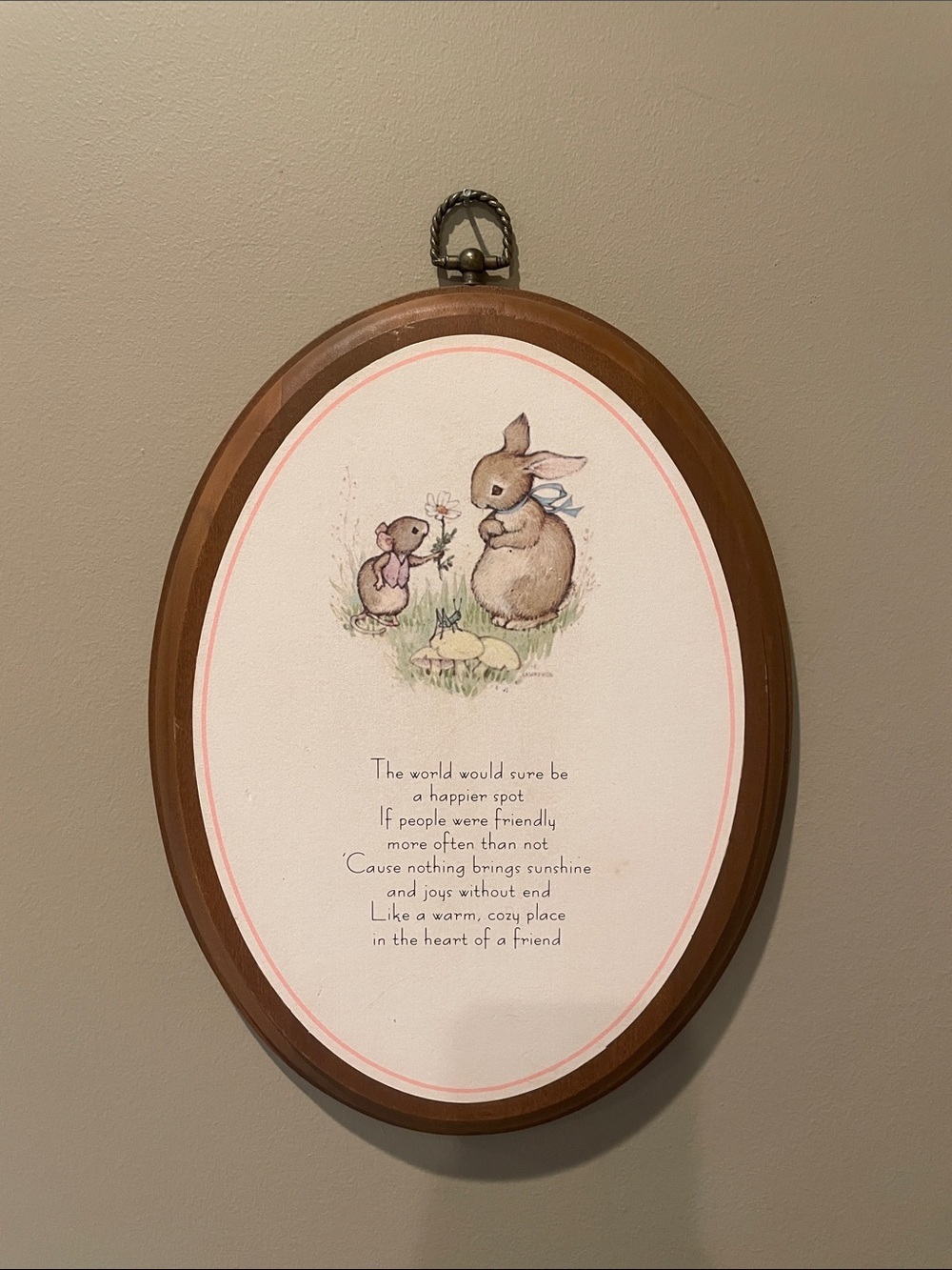 Oval friendship wall hanging vintage